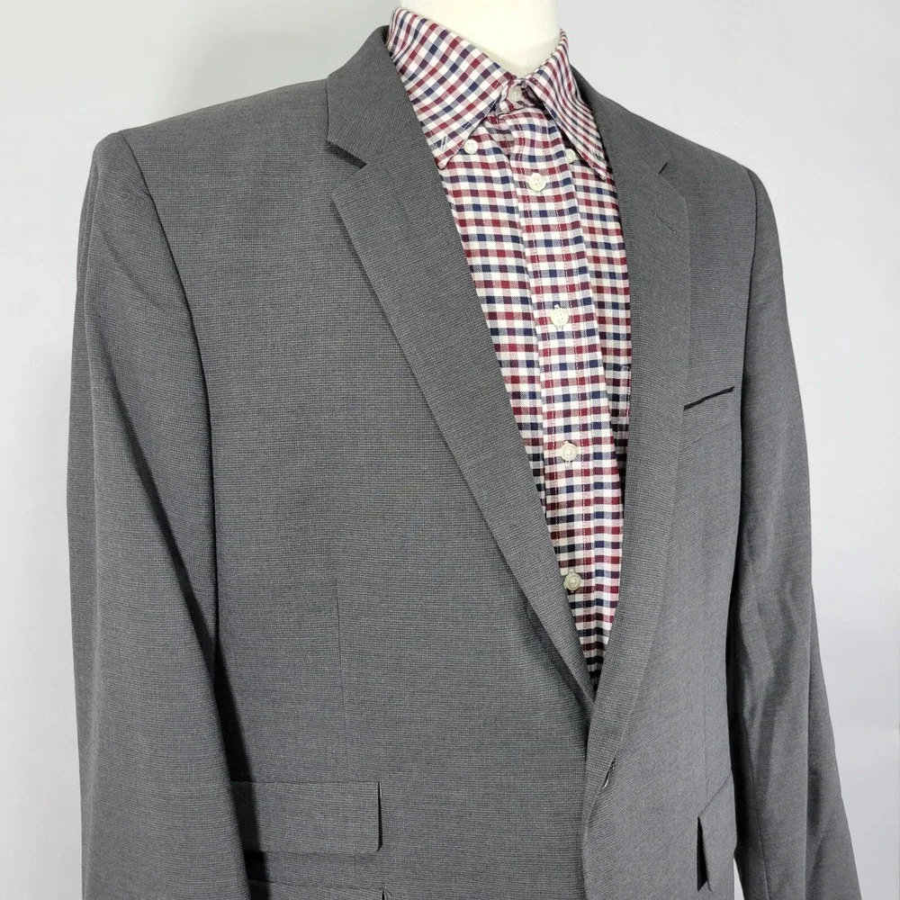 Haggar Men's Sport Coat Blazer Two‎ Button Charcoal Gray Polyester Blend 46R